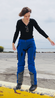 Falcon Textile & Leather Pants in Midnight Blue